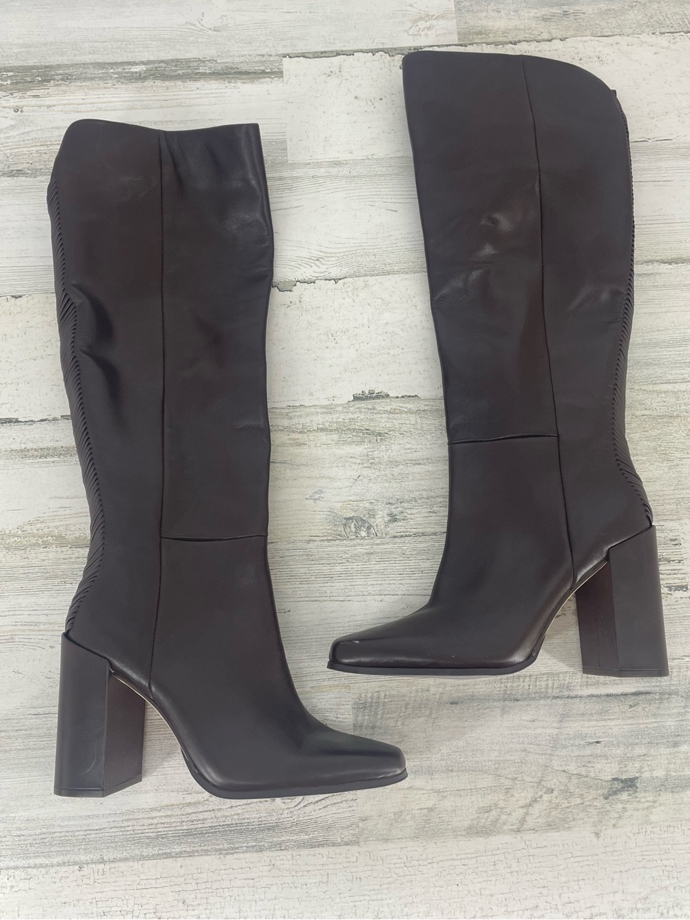 AD & Daughters Knee High All Leather Block Heel Dominatrix Women Boots Size 6.5